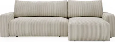 Produktbild von Kaiser Möbel Ecksofa mit schlaffunktion und bettkasten, Couch L form, Schlaffunktion ARAGON Dicker Cord Beige Ottomane Rechts