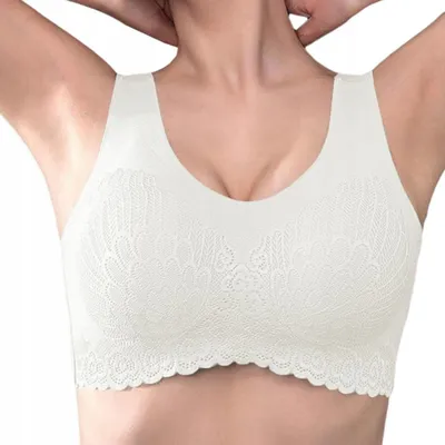 Obrázok produktu pre Dámska podprsenka - Mäkká podprsenka - Biela - S 36 - Bezšvová podprsenka - Športový top - Fitness top - Pohodlný