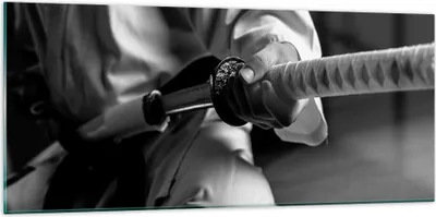 Produktbild von Bilder auf glas - Samurai-Schwert - 120x50cm - Glasbilder - Wandbilder - Kunstdruck - zum Aufhängen bereit - Wanddekoration aus Glas - Glas Bilder - Wandbild auf Glas - Einteilig - GAB120x50-3746