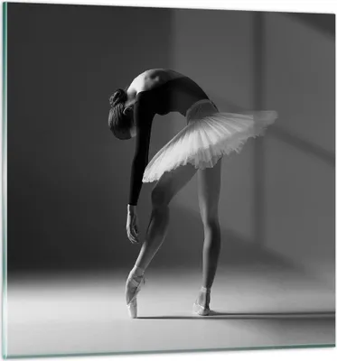Produktbild von Bilder auf glas - Einteilig - Ballerina Figur Schwarz und Weiß - 60x60cm - Glasbilder - Wandbilder - Bilder - Wanddekoration aus Glas - Glas Bilder - Wandbild auf Glas - GAC60x60-4400