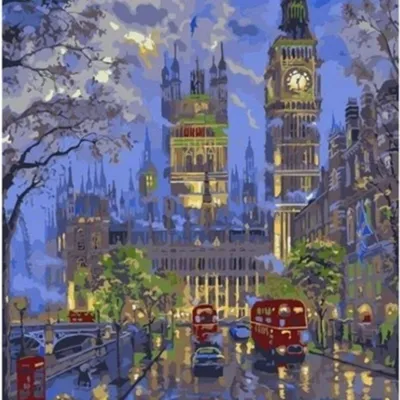 Productafbeelding van Schilderen op nummer: Londen 's nachts, 40X50 Cm, op canvas, creatief