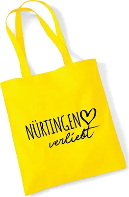Produktbild von Huuraa Jutebeutel Nürtingen verliebt 10 Liter Yellow Baumwolle Tasche Geschenkidee