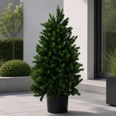 Image de Arbre de Noël artificiel HWC-R29, arbre décoratif, plante artificielle, polyéthylène pour extérieur, 90 cm