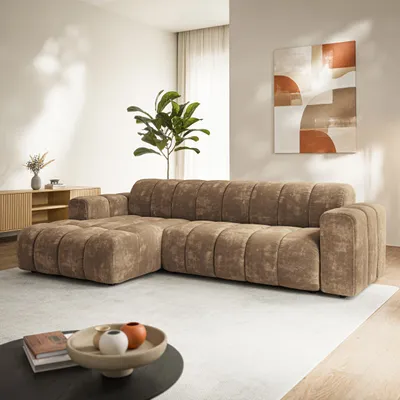Produktbild von Masseno Ecksofa SETIA LM L-S mit L-Form, Sofa, Wohnzimmersofa, Couch, Soffa, Couchgarnitur - Beige, LUMO 30