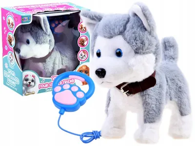 Produktbild von Interaktiver Plüsch-Husky-Hund mit Leine, Geräusch- und Bewegungsreaktionen