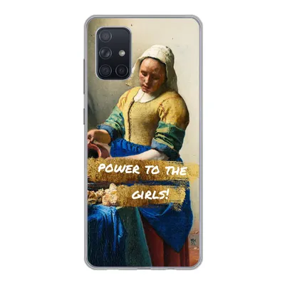 Produktbild von MuchoWow® Handyhülle Schutzhülle Hülle für Samsung Galaxy A51 Milchmädchen - Gold - Zitate - Gemälde - Alte Meister Silikon Softcase Handy Hülle - Schutzabdeckung