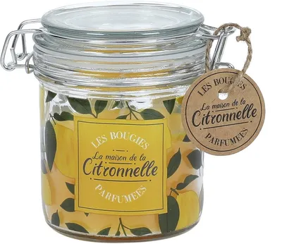 Produktbild von Citronella Duftkerze Ø 8,5 cm – Anti-Mücken Outdoor Kerze mit Zitronenduft – Gelbe Kerze im Glas – Gartenkerze – Gelb