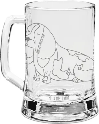 Produktbild von Mr. & Mrs. Panda Seidel Hund Basset Hound - Transparent - Geschenk, Kinderlos, Humpen, Bierkrug Mit Gravur, graviert, Sprüche, Glas, Krug, Süß