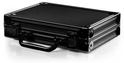 Produktbild von Karella Dartkoffer Alu PAK Luxus in schwarz, High Class Profi Etui für 2 Satz Soft- oder Steeldarts, Dartcase, Tasche Large, mit viel Platz für Dartpfeile und Zubehör