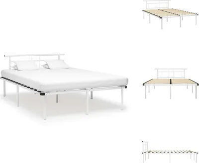 Produktbild von vidaXL Bettgestell Weiß Metall 140x200 cm -  Betten & Bettgestelle