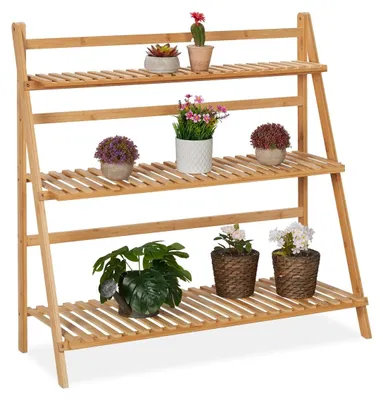 Produktbild von Pflanzenregal Blumenregal Pflanzentreppe - 3 Ebenen - Bambus - 96 x 99,5 x 37 cm - Natur