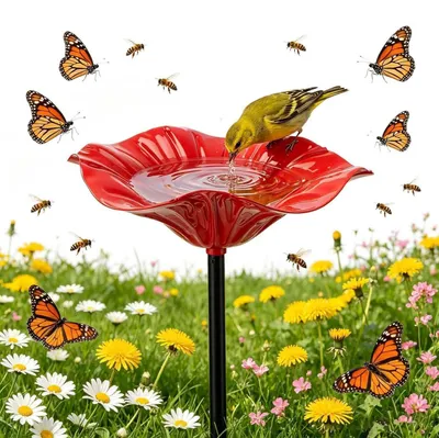 Produktbild von Gartenstecker Vogeltränke Metall Blume Bienentränke Winterfest