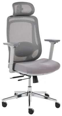 Produktbild von BELIANI Bürostuhl Grau Mesh Stoff Ergonomisch Verstellbare Kopfstütze Armlehnen Verschiebbarer Sitz Höhenverstellbar Drehbar Neigbar Schreibtischstuhl