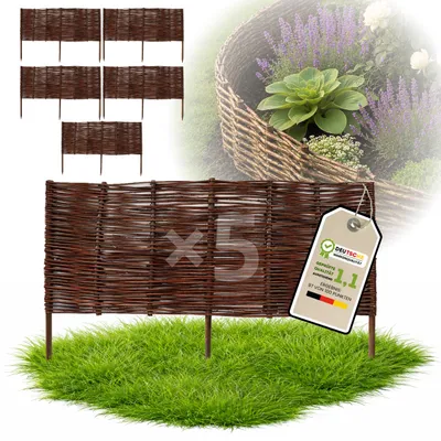 Obrázek produktu pro Floranica 5 kusů Vrbový plot 30 cm x 100 cm – Zahradní plot z vrbového proutí Palisáda Přírodní oplocení Ohraničení záhonu