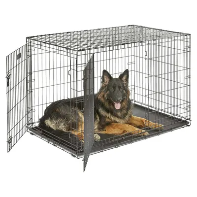 Produktbild von IvoQ Hundekäfig L - 90x60x67cm - Doppeltüren - Faltbar - Langlebig - Schwarz