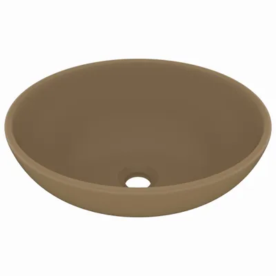 Immagine prodotto di vidaXL Lussuoso lavabo ovale crema opaco 40x33 cm in Vetroceramica