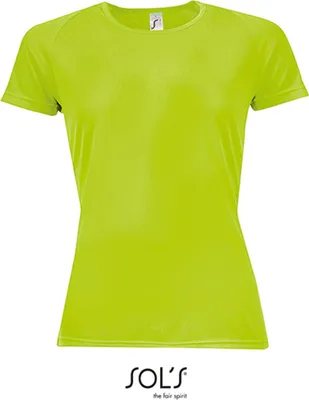 Immagine prodotto di SOLs 01159 | Maglietta sportiva raglan da donna + retro più lungo - Colore: Verde neon - Taglia: L