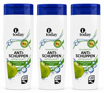 Produktbild von today Anti-Schuppen Shampoo Apfelduft – 300 ml (3 Pack)