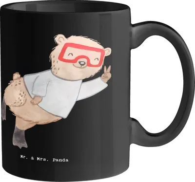 Produktbild von Mr. & Mrs. Panda Tasse Tauch Trainerin - Schwarz - Geschenk, Danksagung, Teetasse, Sportart, Keramiktasse, Tauchen, Trinkbecher, schöne, Meereswelt, Taucher, Tauchkurse