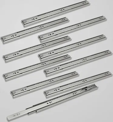 Obrázok produktu pre EINFEBEN bežce zásuviek Zásuvky s guľôčkovým ložiskom Samozatváracie bežce zásuviek 45 mm plný výsuv 450 mm 20 kusov