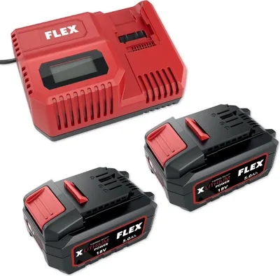 Produktbild von FLEX Akku-Set Starter-Set Schnellladegerät 2x Akkus 18V 5Ah 532739