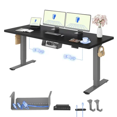 Produktbild von FLEXISPOT E1 Pro Elektrisch Höhenverstellbarer Schreibtisch 180x80cm 25MM EINTEILIGE TISCHPLATTE Doppelmotor 120KG Tragkraft 4 Speicherplätze, Schwarz