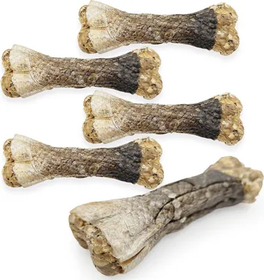 Zdjęcie produktu dla Zestaw 5x kość do żucia z łososiem dla psa Mersjo 13,5 cm – zdrowa skóra i sierść