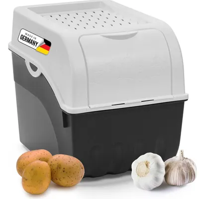 Produktbild von Novaliv 1x Groß 9l Kartoffelhorde weiß Kartoffelbehälter Kartoffelbeutel Kartoffeleimer Kartoffeldose