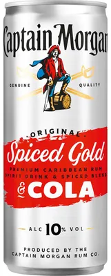 Produktbild von Captain Morgan Original Spiced Gold&Cola Mix-Getränk, 10% vol, 12x250ml EINWEG