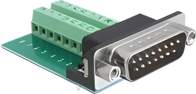 Zdjęcie produktu dla DeLOCK 65275, Sub-D 15 pin Gameport, 16 pin Terminal block, Zielony