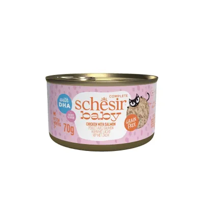 Produktbild von Schesir 21111103, Kitten, jede Rasse, Huhn, Lachs, 70 g, Getreidefrei
