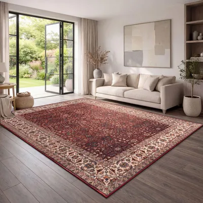 Produktbild von TT Home Vintage Teppich Wohnzimmer klassischer Kurzflor, rutschfest & robust, weicher Flor, pflegeleicht, orientalisch Retro, Esszimmer Waschbar Größe 120x160 cm