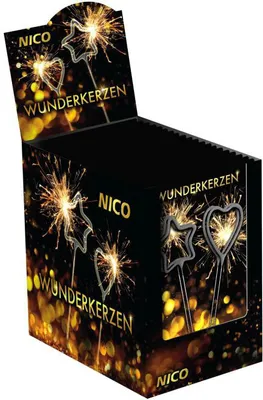 Produktbild von Wunderkerze Symbol 4er Herz und Stern je 2 Stück auf Blisterkarte Brenndauer je