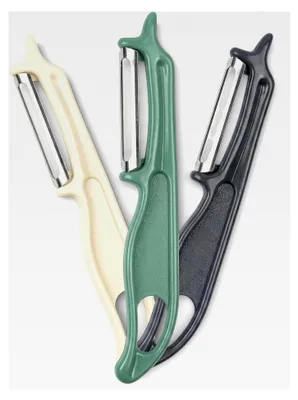 Produktbild von 3-teiliges Schäler-Set – Edelstahl-Schälmesser 15 cm mit ergonomischem Griff – Gemüseschäler in 3 Farben – Sparschäler Set für Küche und Haushalt