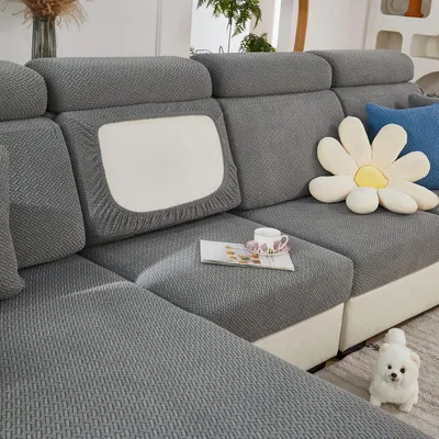 Immagine prodotto di Copertura per cuscini da divano a forma di L, tessuto elasticizzato, colore grigio, dimensioni 40-70 cm