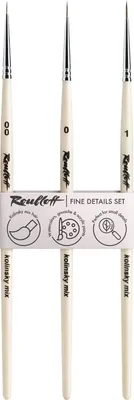 Produktbild von Roubloff Professionelle Kolinsky Mix Pinselset | 3 Rundpinsel in den Größen 00 0 1 | Zum Malen mit Acryl, Öl, Gouache, Aquarell und Mehr