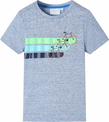 Produktbild von Kinder-Kurzarmshirt Blau Melange 140