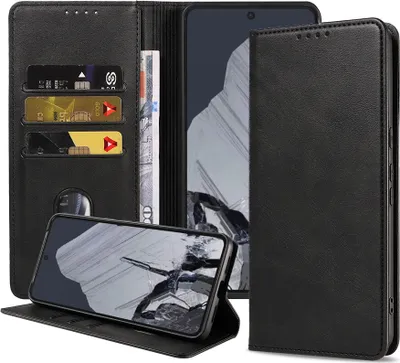 Immagine prodotto di Smartphonica Custodia per telefono adatta a Google Pixel 8 Pro in ecopelle con chiusura magnetica e portacarte Libreria con patta - Nero