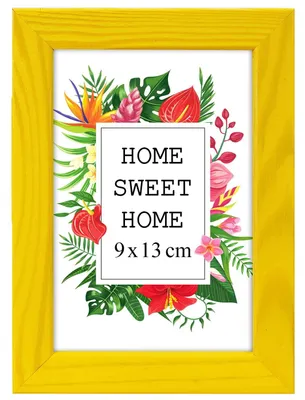 Obrázok produktu pre Rámček na fotky MG Design, žltý, 9 x 13 cm – vyrobený z prírodného dreva s akrylovým sklom, určený na zavesenie aj na postavenie, vhodný na fotografie, plagáty a puzzle