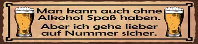 Produktbild von vianmo Blechschild 10x46 cm Mann kann auch ohne Spaß haben