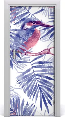 Produktbild von Tulup Türaufkleber 85x205 cm Dekorative Aufkleber Selbstklebend Wasserdichte Tapete Abnehmbar Schlafzimmer Wohnzimmer Wohnkultur - Palmen und Vögel