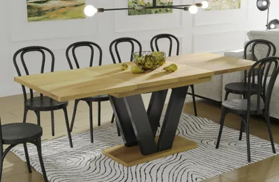 Immagine prodotto di Tavolo da pranzo a colonna Endo-Moebel Lara 130cm - 210cm allungabile sincrono (rovere naturale)