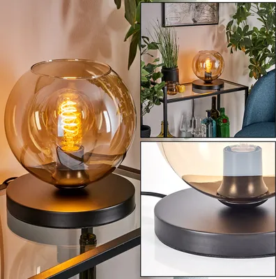 Produktbild von Cesaro Tischlampe aus Metall/Glas in Schwarz/Bernsteinfarben