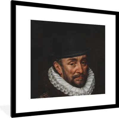 Produktbild von MuchoWow® MuchoWow® Gerahmtes Poster Wilhelm von Oranien - Kunst - Hut 40x40 cm - Poster mit zchwarzem Bilderrahmen - Poster - Plakat im Rahmen