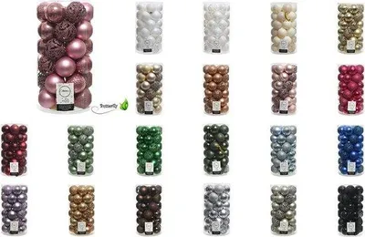 Productafbeelding van Famanu kerstballen, 6 cm, set van 37 stuks - kerstdecoratie met rode glitter