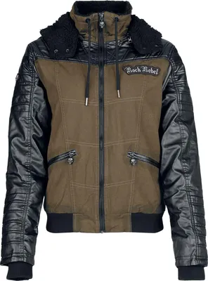 Produktbild von Rock Rebel by EMP Damen schwarz/olive Übergangsjacke mit Kapuze XL