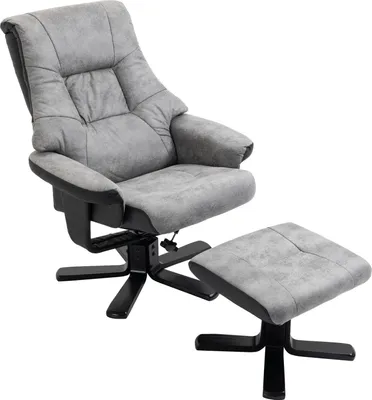 Produktbild von Relaxsessel mit Hocker, Drehbarer Fernsehsessel, TV Sessel mit Liegefunktion,Mikrofaser Grau, 78 x 82,5 x 109 cm