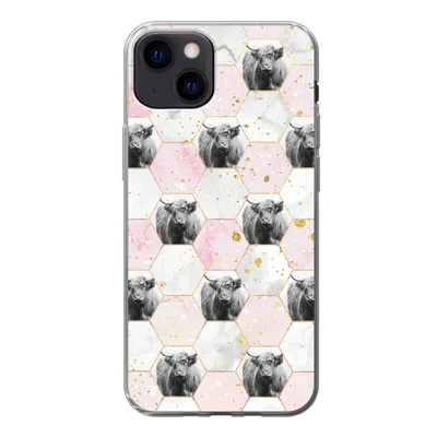 Produktbild von MuchoWow® Handyhülle Schutzhülle Hülle für iPhone 13 Schottischer Highlander - Muster - Gold Silikon Softcase Handy Hülle - Karteninhaber