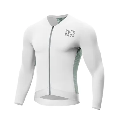 Obrázok produktu pre ROCKBROS Cyklistický dres Priedušný cyklistický dres s dlhým rukávom Cyklistický dres s 3 vreckami na bicykel White M