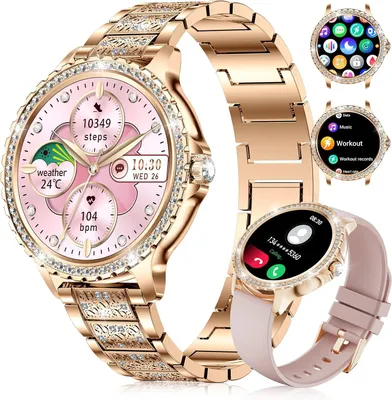 Produktbild von Smartwatch Damen mit Telefonfunktion, 1,35" HD mit Herzfrequenz Schlafmonitor Schrittzähler, IP67 Wasserdicht Fitnessuhr mit 20 Sportmodi